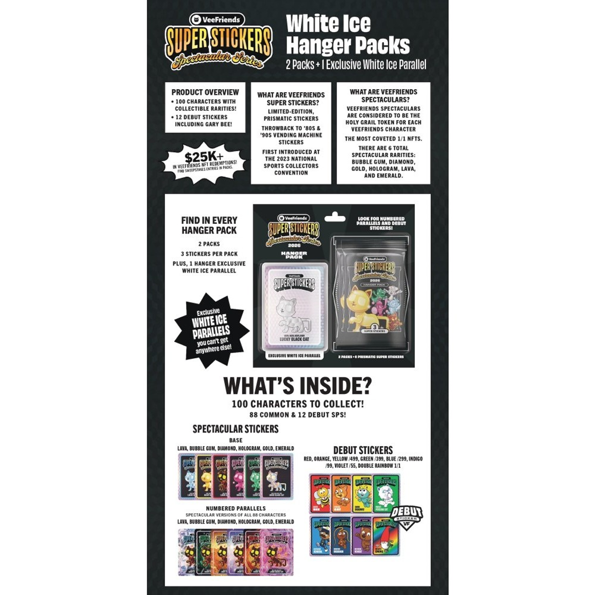 VeeFriends Super Stickers Spectacular Series 2026 Hanger Pack *Exclusive White Ice Parallels*