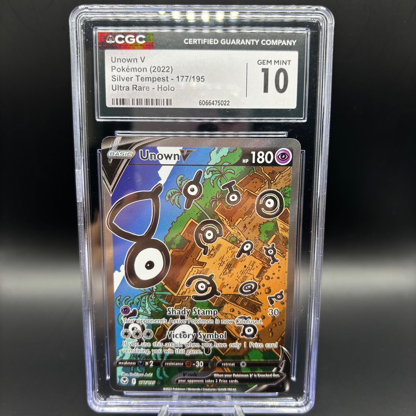 CGC GEM MINT 10 - 2022 POKEMON SILVER TEMPEST - UNOWN V 177/195