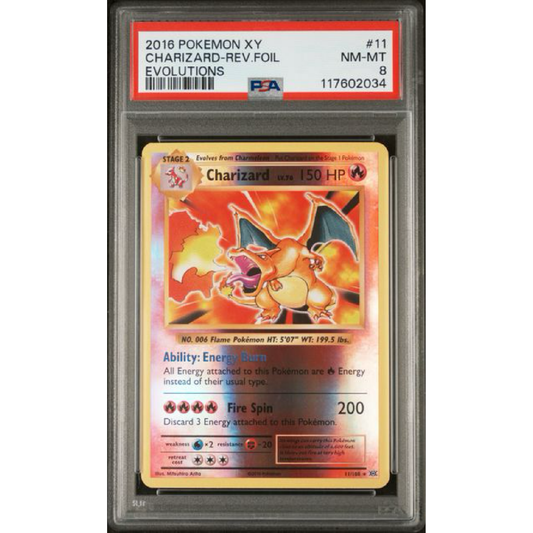 2016 POKEMON XY EVOLUTIONS #11 CHARIZARD-REV.FOIL EVOLUTIONS PSA 8