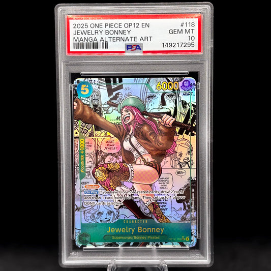 PSA 10 2025 ONE PIECE OP12-LEGACY OF THE MASTER #118 JEWELRY BONNEY MANGA ALTERNATE ART