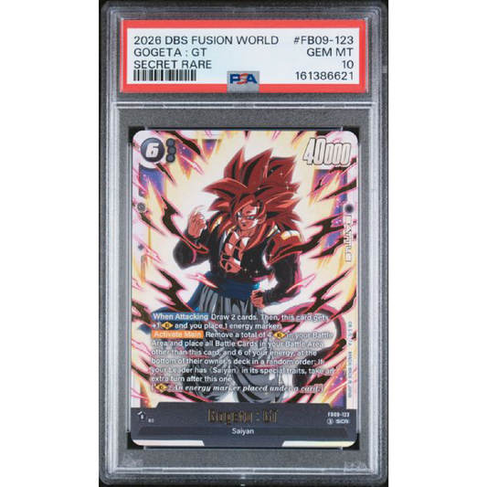 PSA 10 2026 DRAGON BALL SUPER CARD GAME FUSION WORLD DUAL EVOLUTION #FB09-123 GOGETA : GT SECRET RARE