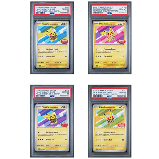 PSA 10 Sequential Set Of 4 - Pikachu’s Indonesia Journey - Berkemeja Batik