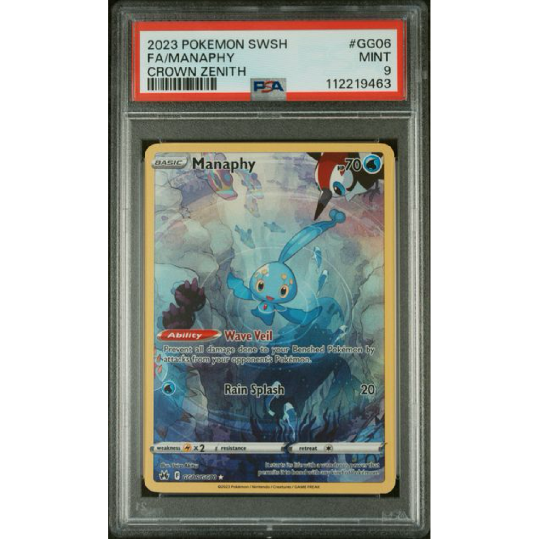 PSA 9 2023 POKEMON SWORD AND SHIELD CROWN ZENITH #GG06 FA/MANAPHY CROWN ZENITH