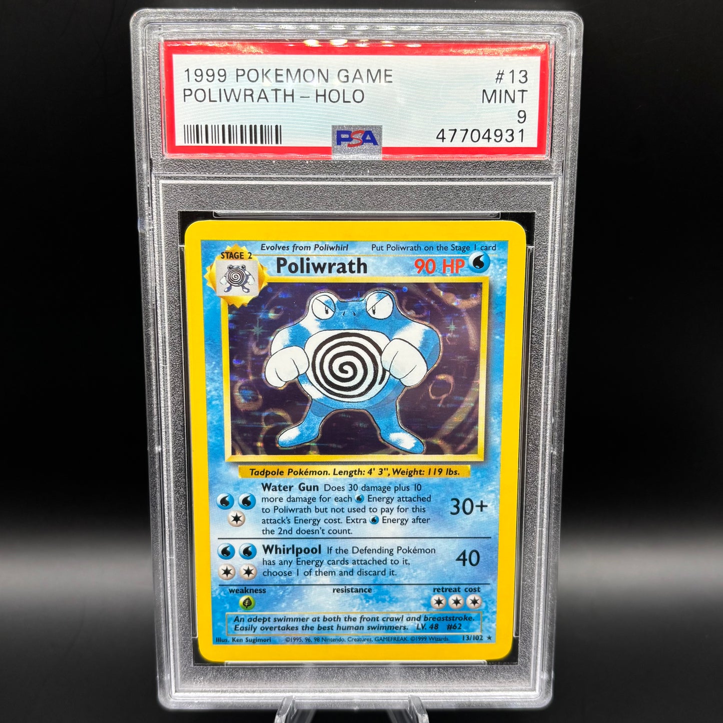 1999 POKEMON GAME #13 POLIWRATH-HOLO PSA 9