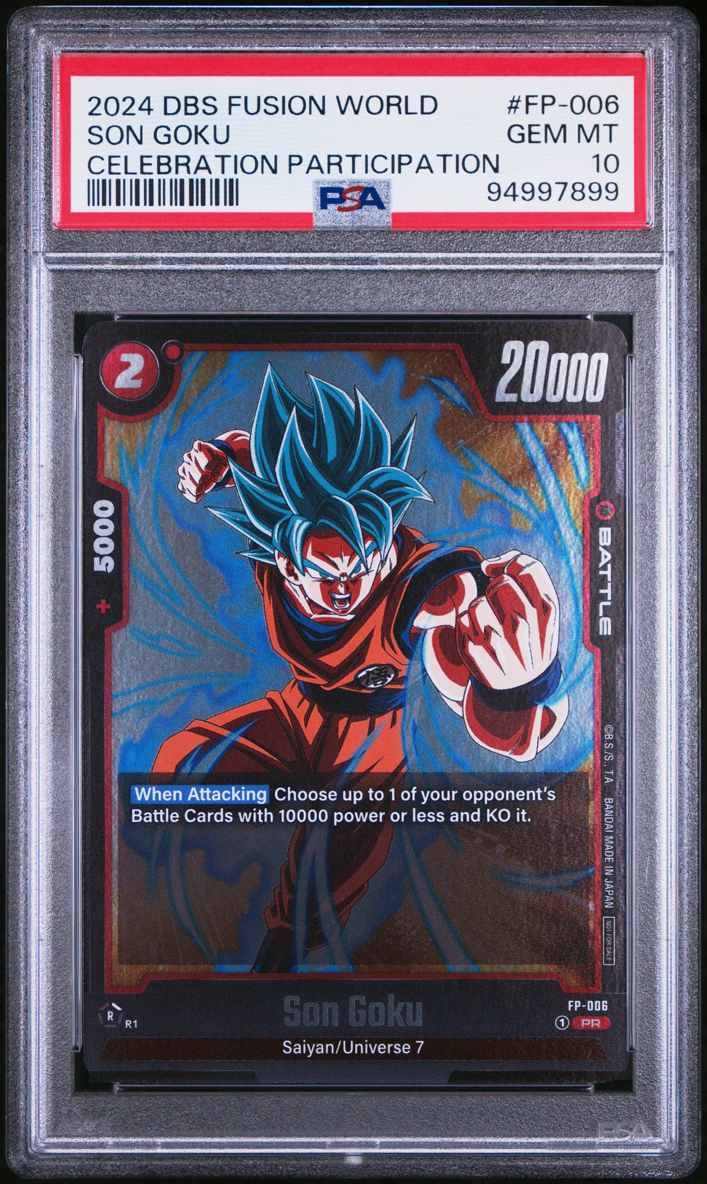 PSA 10 2024 DRAGON BALL SUPER CARD GAME FUSION WORLD CELEBRATION EVENT PARTICIPATION #FP-006 SON GOKU