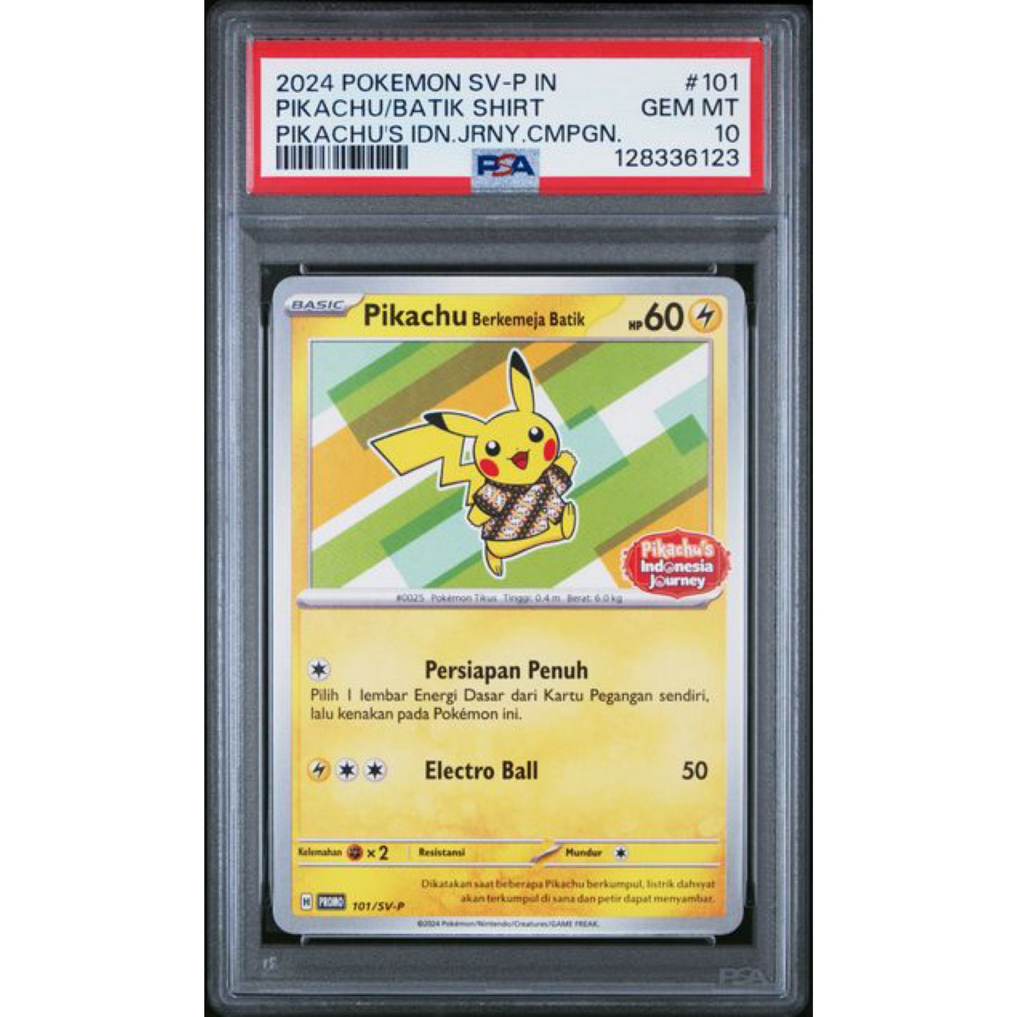 PSA 10 Sequential Set Of 4 - Pikachu’s Indonesia Journey - Berkemeja Batik
