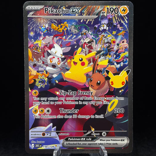 Pikachu ex - 150/128 - ME: 30th Celebration Single Card