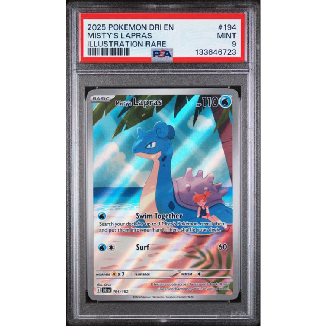 PSA 9 2025 POKEMON DRI EN-DESTINED RIVALS #194 MISTY'S LAPRAS ILLUSTRATION RARE