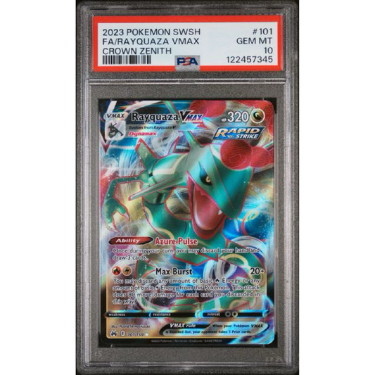 2023 POKEMON SWORD AND SHIELD CROWN ZENITH #101 FA/RAYQUAZA VMAX CROWN ZENITH PSA 10