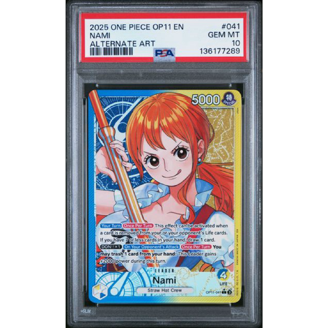 PSA 10 2025 ONE PIECE OP11-A FIST OF DIVINE SPEED #041 NAMI ALTERNATE ART