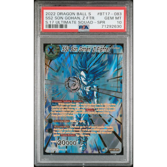 PSA 10 2022 DRAGON BALL SUPER CARD GAME SERIES 17 ULTIMATE SQUAD #BT17-083 SS2 GOHAN, Z FIGHTER SPECIAL RARE
