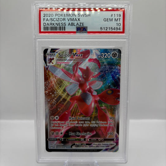 PSA 10 2020 POKEMON SWORD & SHIELD DARKNESS ABLAZE #118 SCIZOR V DARKNESS ABLAZE