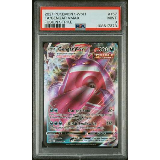 2021 POKEMON SWORD & SHIELD FUSION STRIKE #157 FA/GENGAR VMAX FUSION STRIKE CERT 108617373 PSA9