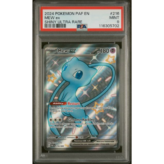 2024 POKEMON PAF EN-PALDEAN FATES #216 MEW EX SHINY ULTRA RARE PSA 9
