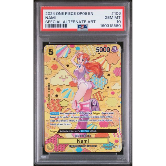 2024 ONE PIECE OP09-EMPERORS IN THE NEW WORLD #106 NAMI SPECIAL ALTERNATE ART PSA 10