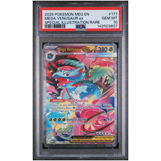 2025 POKEMON MEG EN-MEGA EVOLUTION #177 MEGA VENUSAUR EX SPECIAL ILLUSTRATION RARE PSA 10