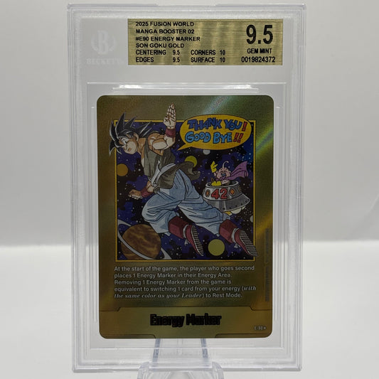 Beckett 9.5 FUSION WOLRD - SON GOKU GOLD ENERGY MARKER E-90 - MANGA BOOSTER SB02