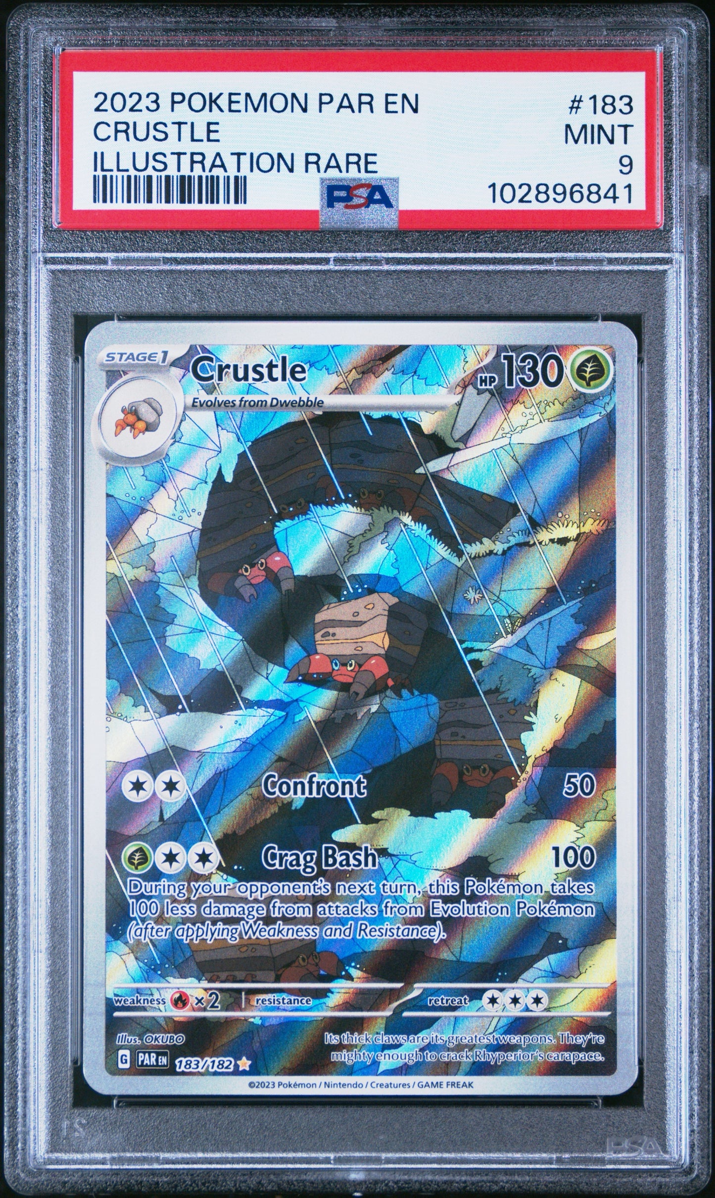 PSA 9 2023 POKEMON PAR EN-PARADOX RIFT #183 CRUSTLE ILLUSTRATION RARE
