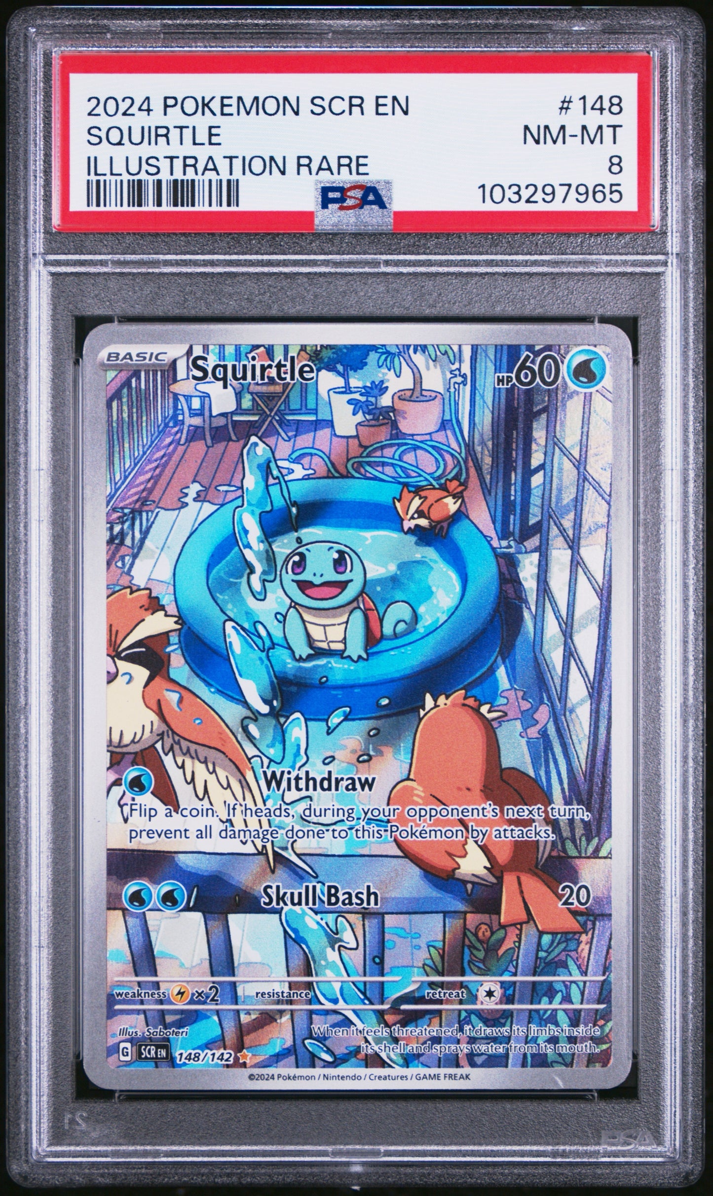 PSA 8 2024 POKEMON SCR EN-STELLAR CROWN #148 SQUIRTLE ILLUSTRATION RARE