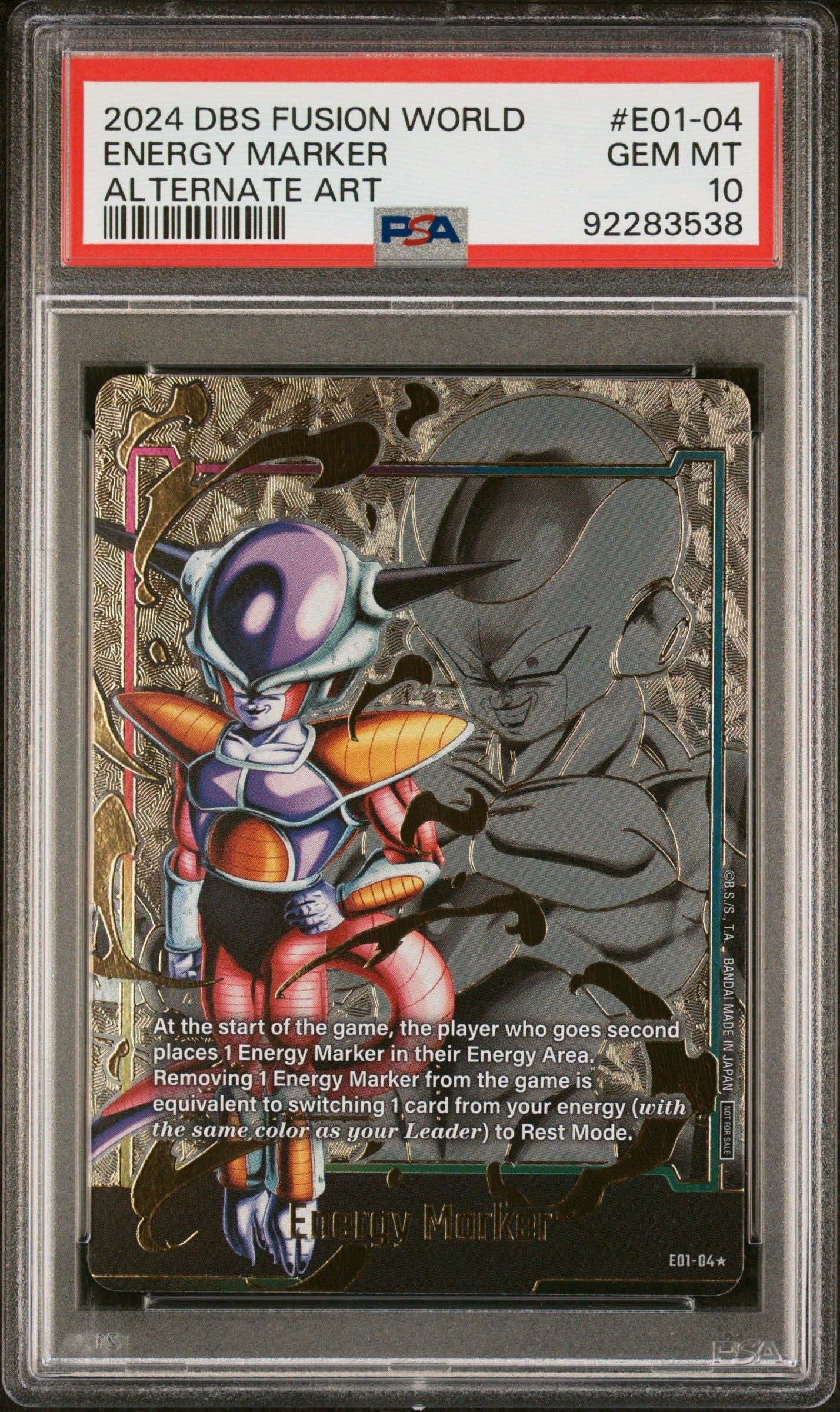 PSA 10 2024 DRAGON BALL SUPER CARD GAME FUSION WORLD ENERGY MARKER PACK 01 #E01-04 ENERGY MARKER ALTERNATE ART