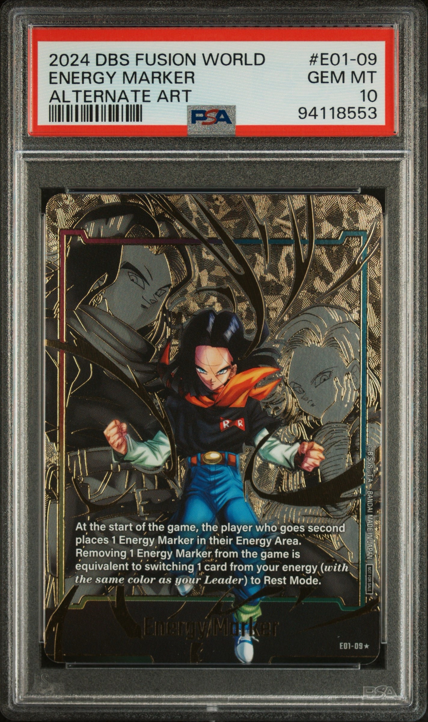 PSA 10 2024 DRAGON BALL SUPER CARD GAME FUSION WORLD ENERGY MARKER PACK 01 #E01-09 ENERGY MARKER ALTERNATE ART