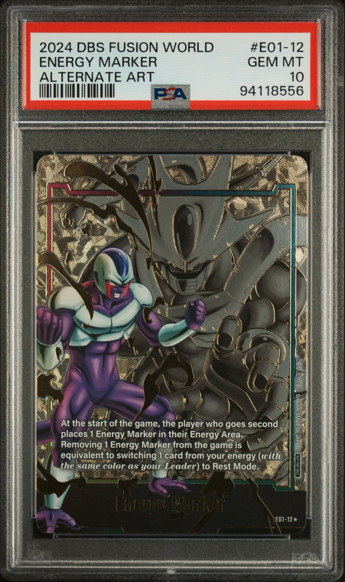 PSA 10 2024 DRAGON BALL SUPER CARD GAME FUSION WORLD ENERGY MARKER PACK 01 #E01-12 ENERGY MARKER ALTERNATE ART