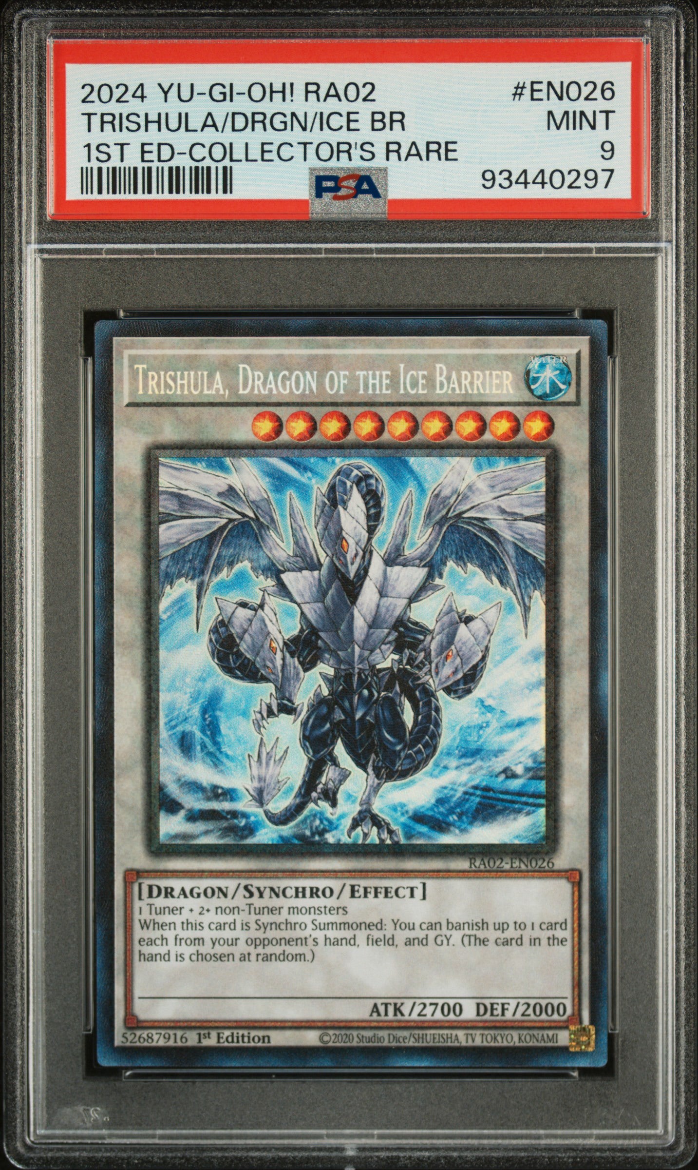 PSA 9 2024 YU-GI-OH! RA02-25TH ANNIVERSARY RARITY COLLECTION II #EN026 TRISHULA/DRGN/ICE BR 1ST ED-COLLECTOR'S RARE