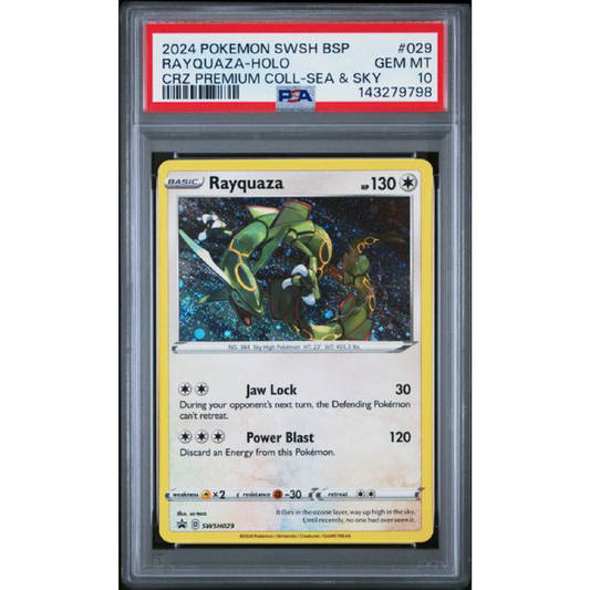 PSA 10 2024 POKEMON SWSH BLACK STAR PROMO #029 RAYQUAZA-HOLO CRZ PREMIUM COLL-SEA & SKY
