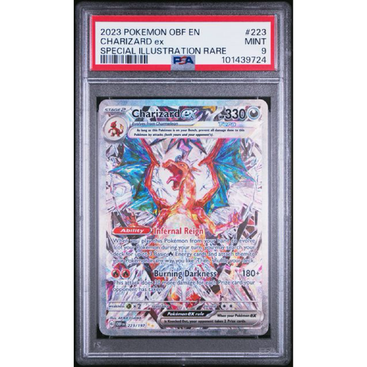 2023 POKEMON OBF EN-OBSIDIAN FLAMES #223 CHARIZARD EX SPECIAL ILLUSTRATION RARE PSA9