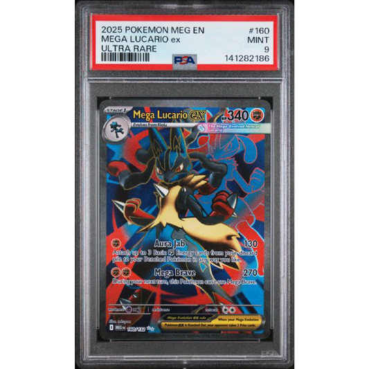2025 POKEMON MEG EN-MEGA EVOLUTION #160 MEGA LUCARIO EX ULTRA RARE PSA9