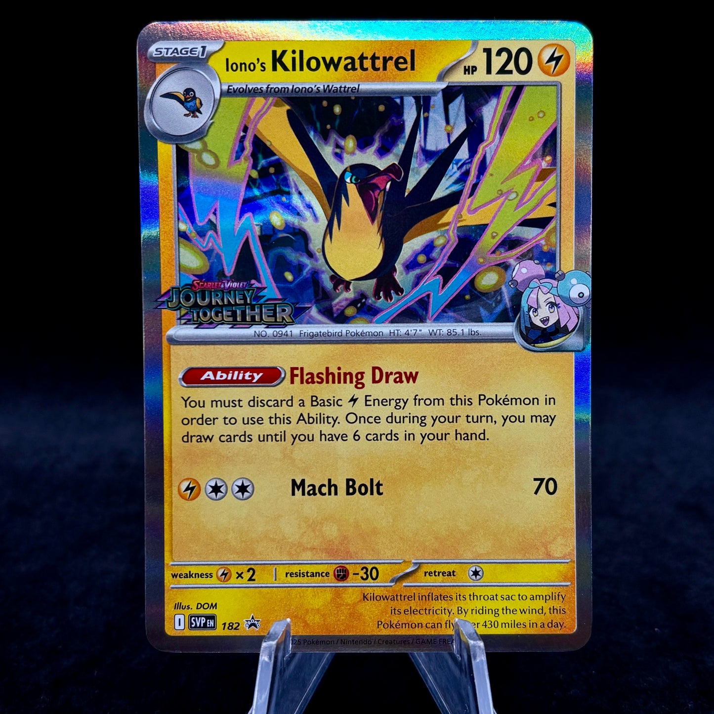 Iono's Kilowattrel - 182 (Prerelease) [Staff] - SV: Scarlet & Violet PR Single Card