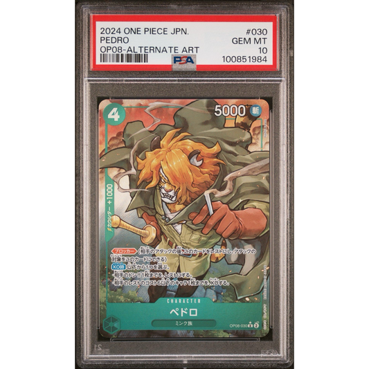 PSA 10 One Piece JPN Pedro OP08-030 Alt Art
