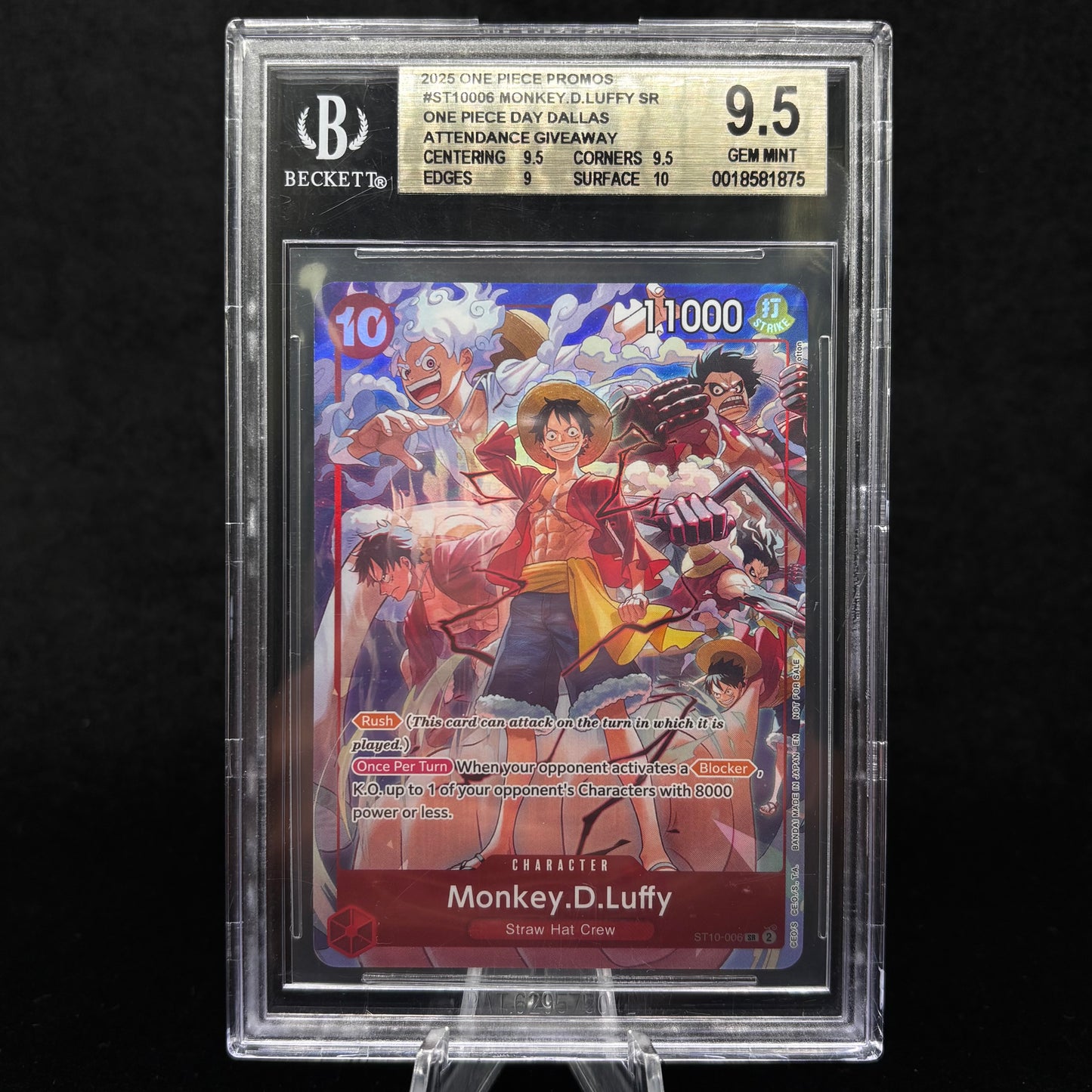 BECKETT 9.5 2025 MONKEY D LUFFY ONE PIECE DAY DALLAS ST01-006