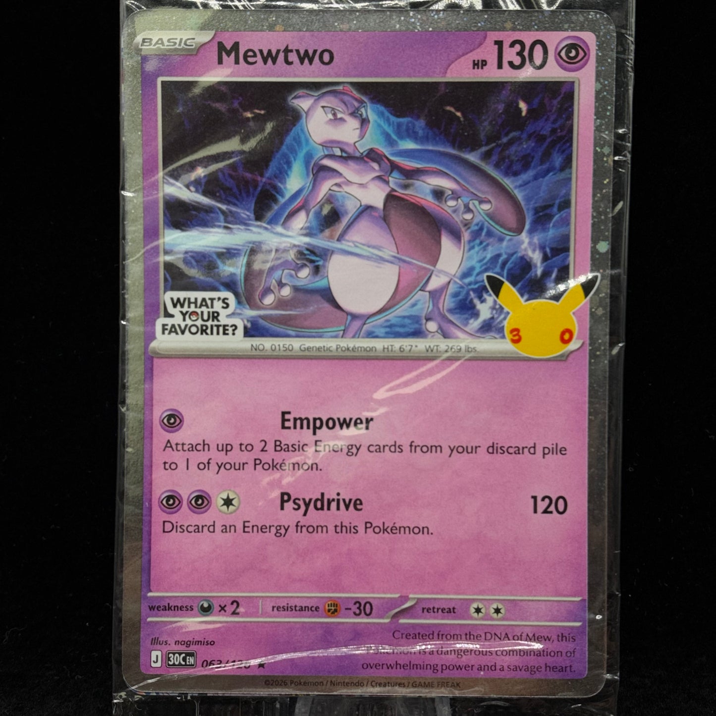 Mewtwo - 063/128 (What's Your Favorite Stamp) *Sealed* Single Card