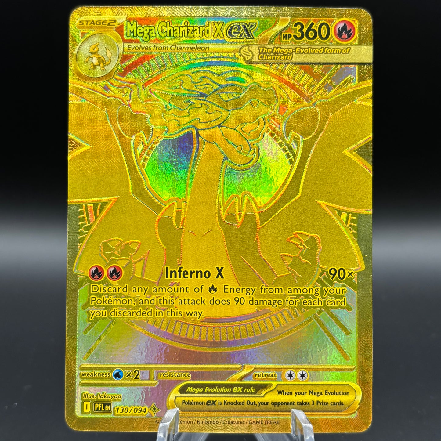 Mega Charizard X ex - 130/094 - ME02: Phantasmal Flames Gold Single Card