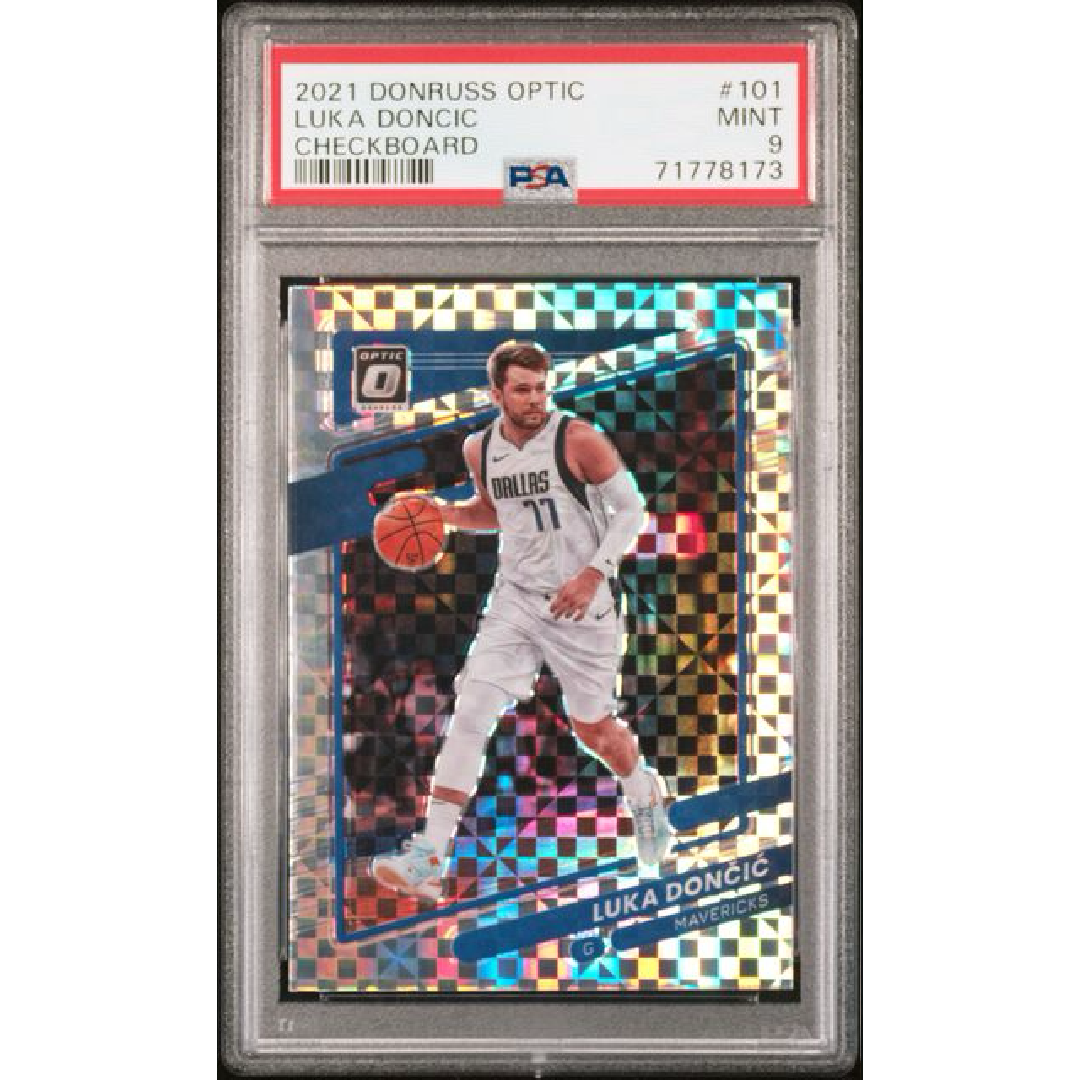 PSA 9 Donruss Optic Luke Doncic Checkboard No. 101