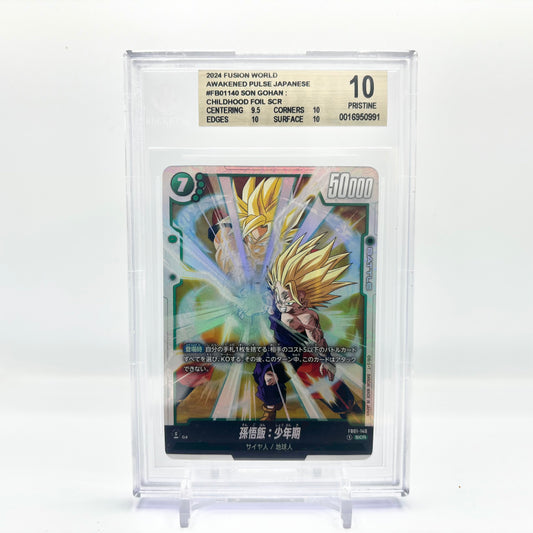 Beckett 10 Pristine 2024 Dragon Ball Fusion World Japanese Son Gohan Childhood SCR FB01-140