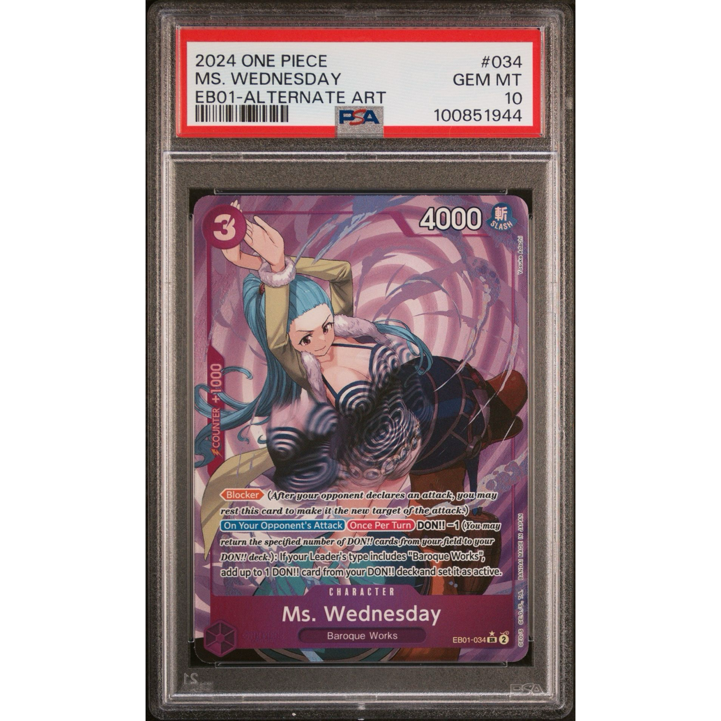 PSA 10 One Piece Ms. Wednesday EB01-034 Alt Art