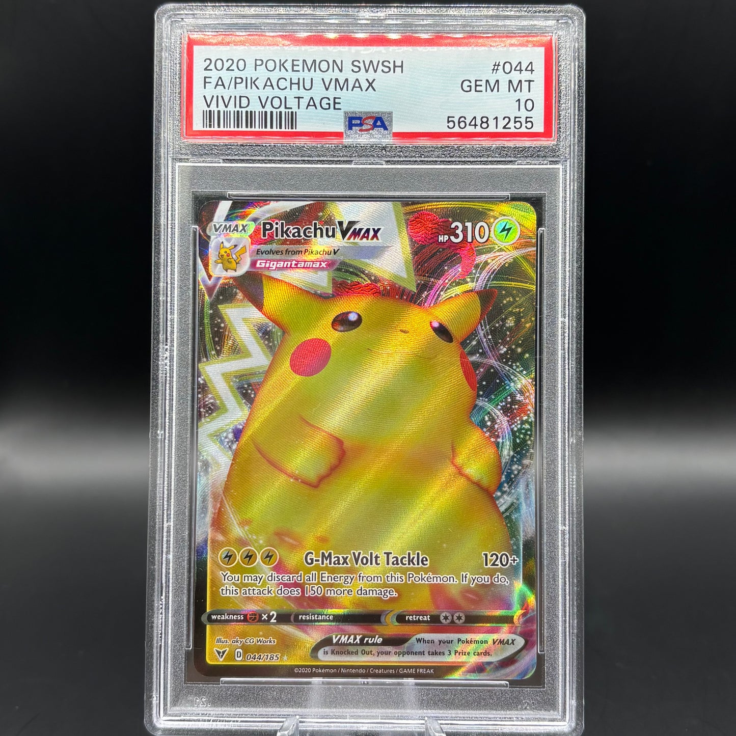 PSA 10 2020 POKEMON SWORD & SHIELD VIVID VOLTAGE #044 FA/PIKACHU VMAX VIVID VOLTAGE