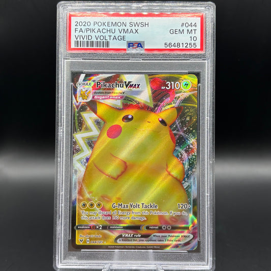 PSA 10 2020 POKEMON SWORD & SHIELD VIVID VOLTAGE #044 FA/PIKACHU VMAX VIVID VOLTAGE