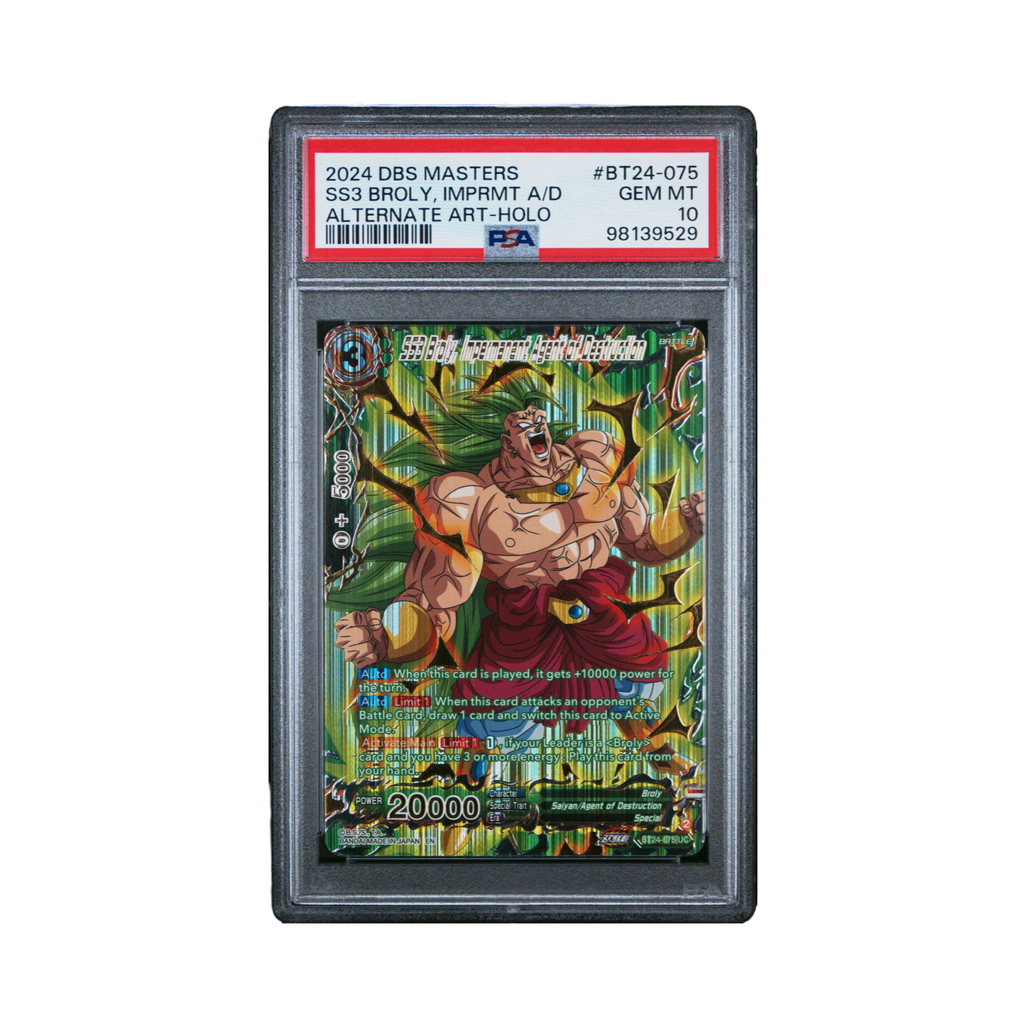 PSA 10 SS3 Broly Impermanent Agent of Destruction