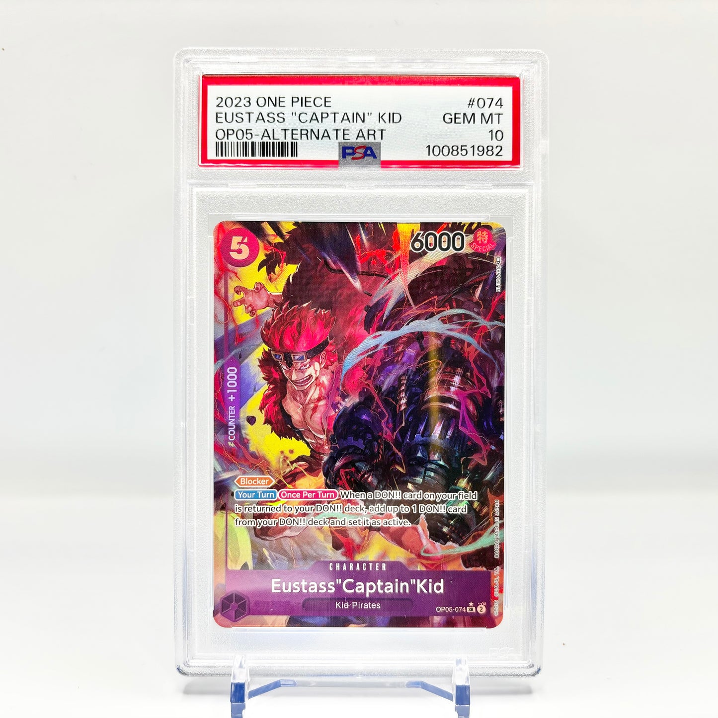 PSA 10 One Piece Eustass Captain Kid OP05-074 Alt Art