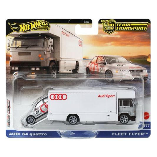 Hot Wheels Team Transport 2025 Audi S4 Quarttro & Fleet Flyer #77