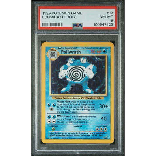 PSA 8 1999 Pokemon Game Poliwrath Holo 13/102