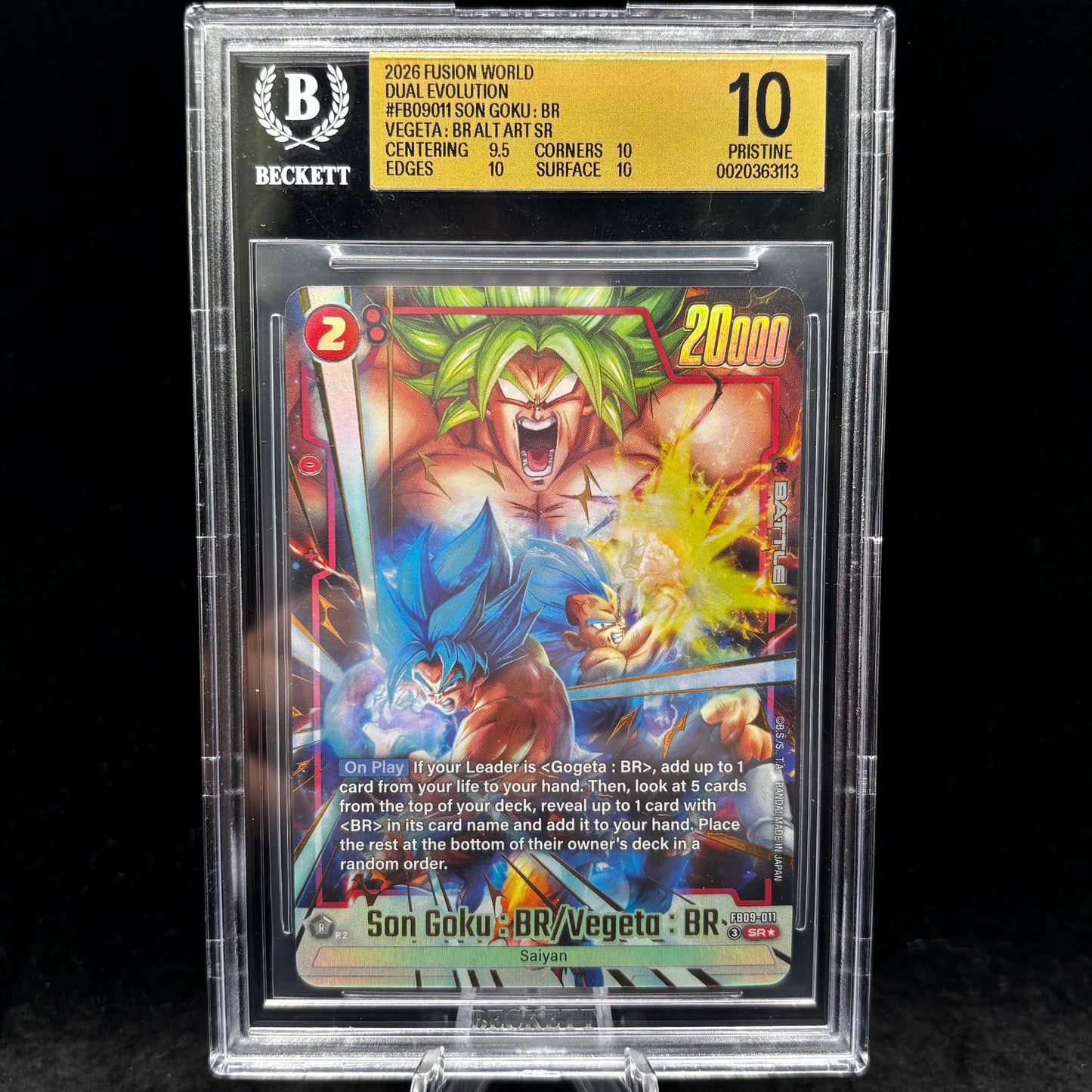 BGS pristine 10 - 2026 Fusion World Dual Evolution #FB09011 Son Goku: BR Vegeta
