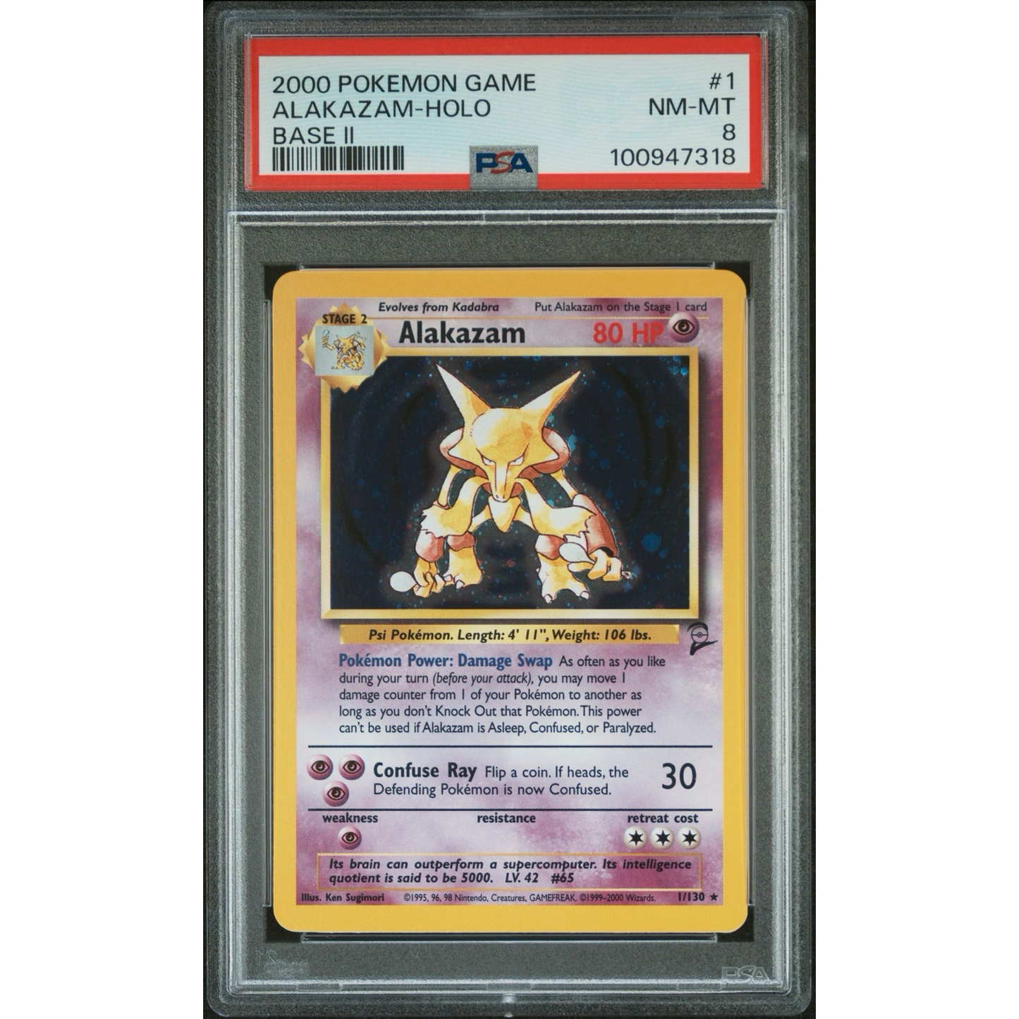 PSA 8 2000 Pokemon Game Alakazam Holo Base II 1/130