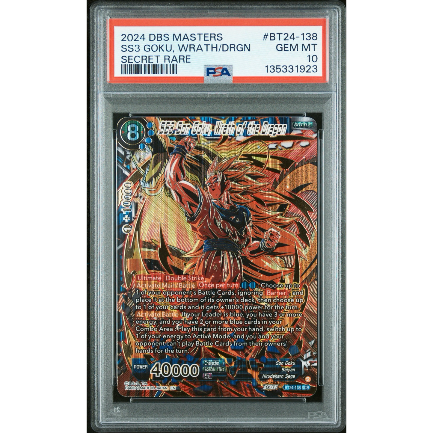 PSA 10 BEYOND GENERATIONS #BT24-138 SS3 GOKU, WRATH/DRGN SECRET