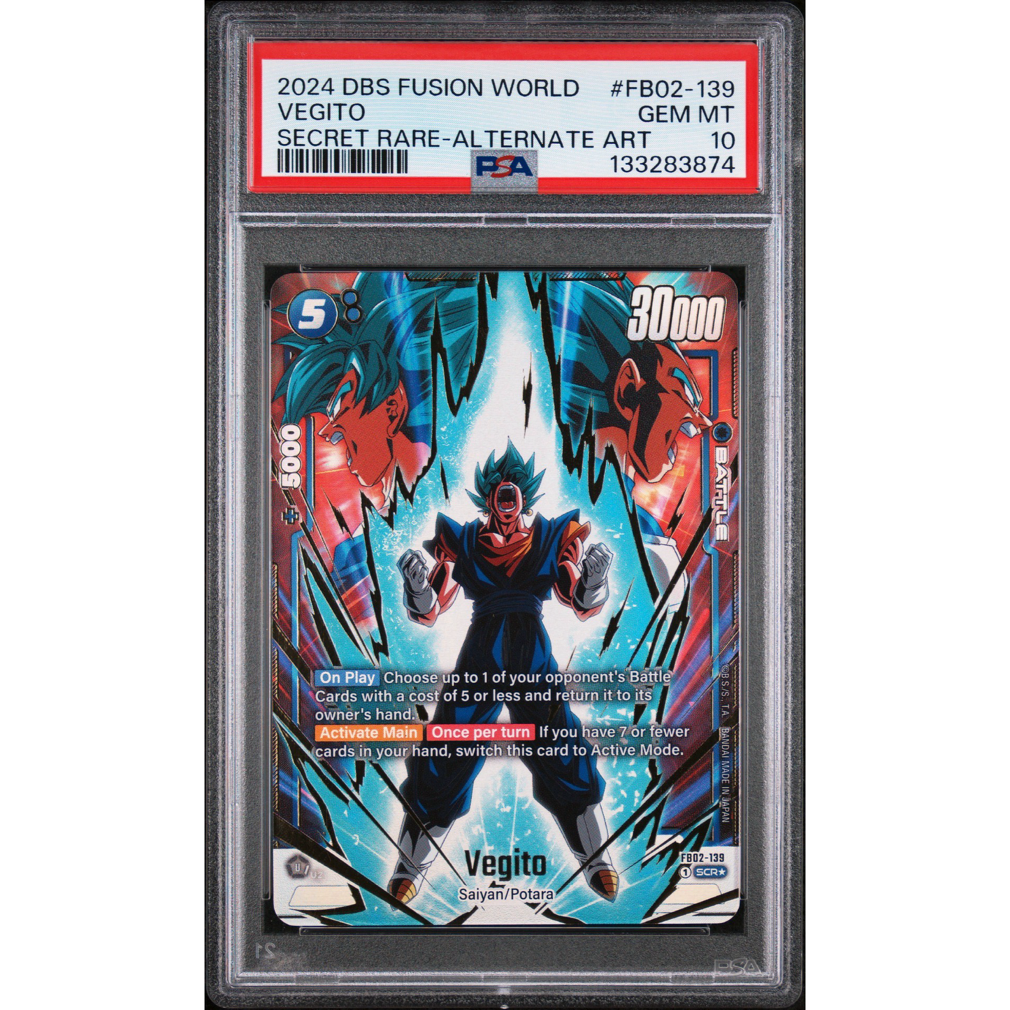 PSA 10 FUSION WORLD BLAZING AURA #FB02-139 VEGITO SECRET RARE-ALTERNATE ART