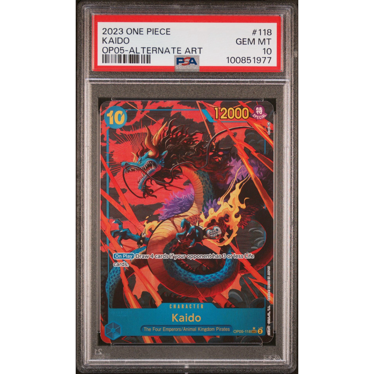 PSA 10 One Piece Kaido OP05-118 SEC Alt Art