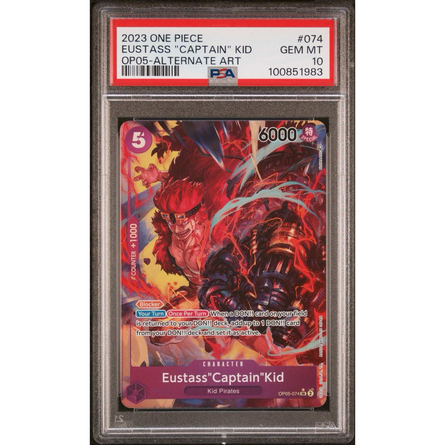 PSA 10 One Piece Eustass Captain Kid OP05-074 Alt Art